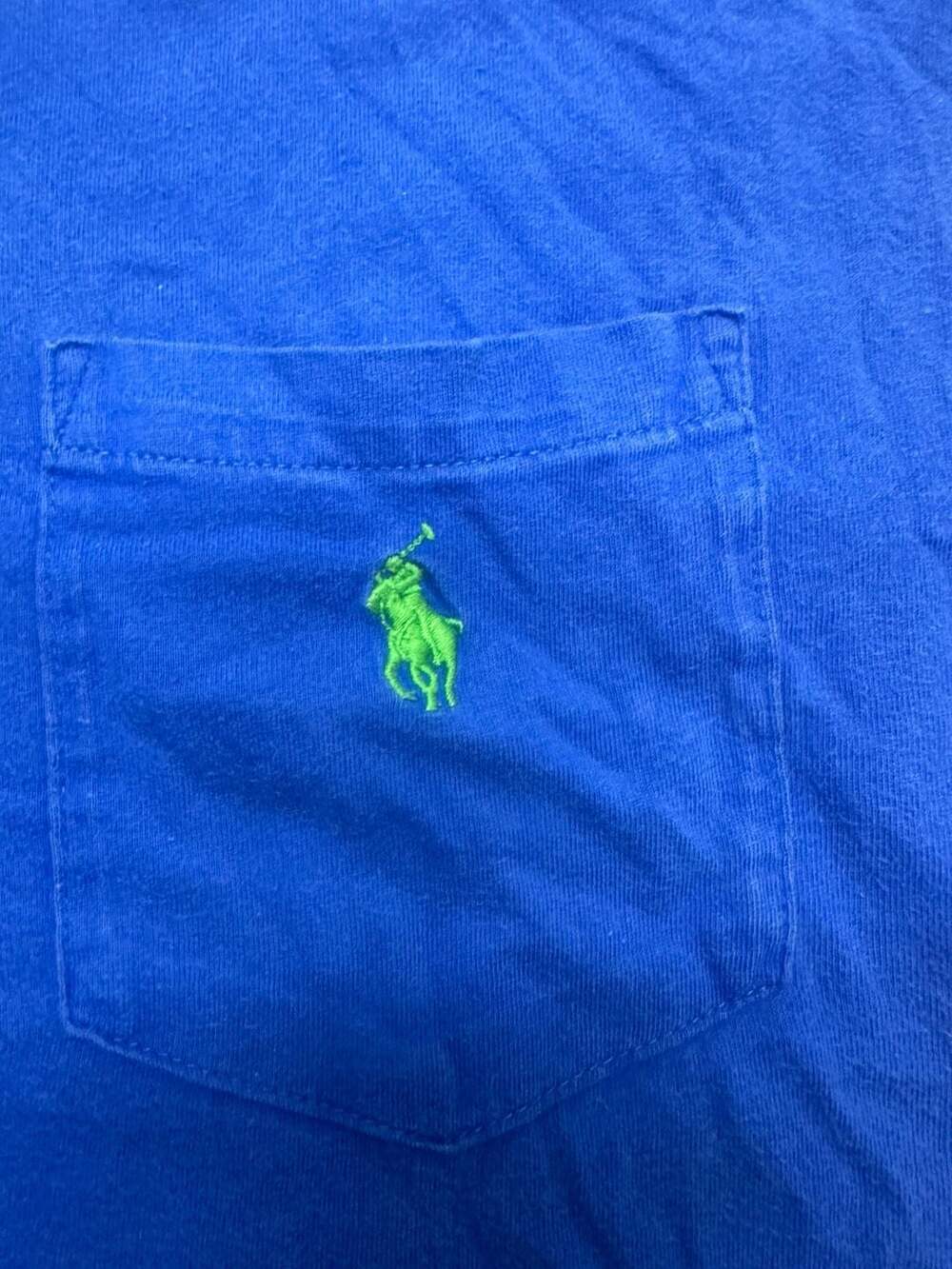 Polo Ralph Lauren Blue Short Sleeve Pocket T-Shirt with Green Pony Logo Size S - Picture 3 of 6